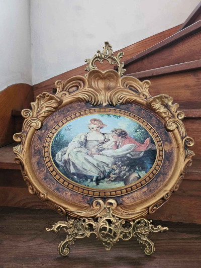 Cadre Capodimonte Boucher ovale baroque - 39x44cm