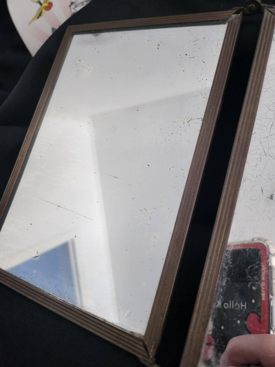 Miroir triptyque ancien & vintage - 18x38,5cm