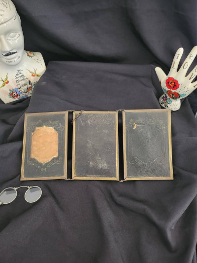 Miroir triptyque ancien & vintage - 18x38,5cm