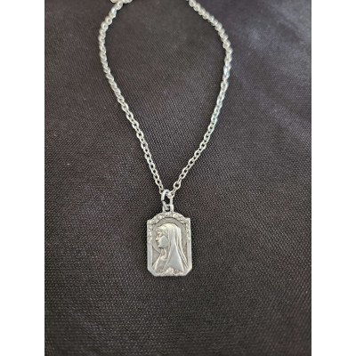 Collier Vierge Marie en Acier | 50cm - Pendentif Dévotion - Sacra Nocta