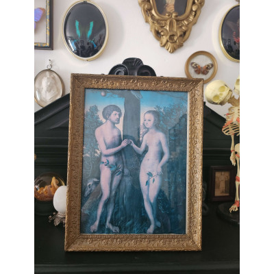 Cadre Adam et Ève en bois doré - Décoration élégante - Sacra Nocta