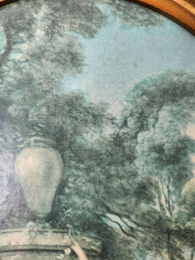 Reproduction J.B Pater dans son cadre ovale doré en résine