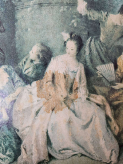 Reproduction J.B Pater dans son cadre ovale doré en résine