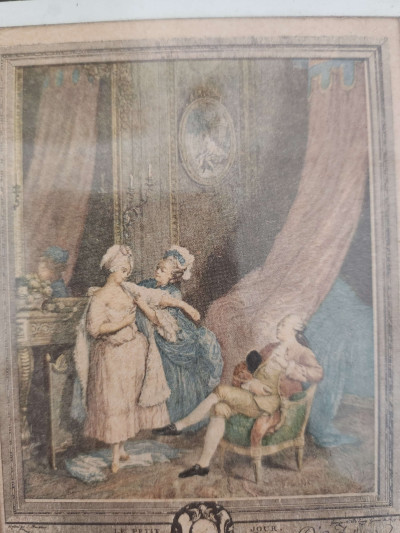 Paire de gravures encadrées – « Le Chiffre d’Amour » & « Le Petit Jour » – d’après Launay (XVIIIe)