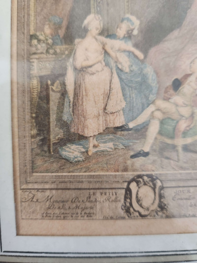Paire de gravures encadrées – « Le Chiffre d’Amour » & « Le Petit Jour » – d’après Launay (XVIIIe)