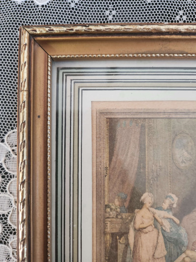 Paire de gravures encadrées – « Le Chiffre d’Amour » & « Le Petit Jour » – d’après Launay (XVIIIe)