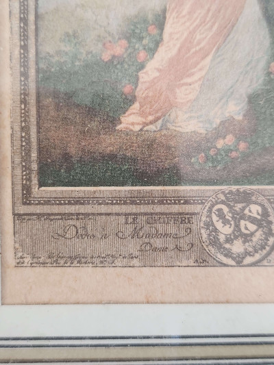 Paire de gravures encadrées – « Le Chiffre d’Amour » & « Le Petit Jour » – d’après Launay (XVIIIe)