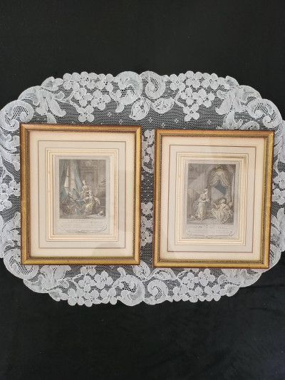 "Le Bain" & "La Toilette" – Reproductions anciennes d’après Freudenberger, gravées par Romanet