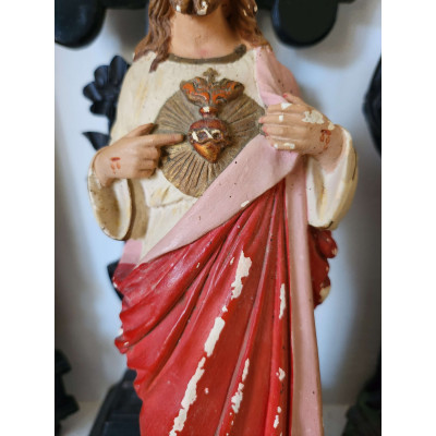 Statuette Sacré-Cœur Jésus Vintage 33cm - Authentique - Sacra Nocta
