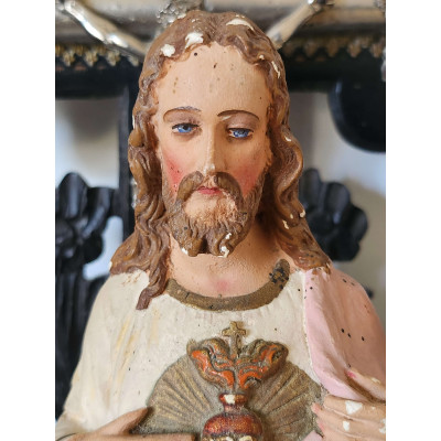 Statuette Sacré-Cœur Jésus Vintage 33cm - Authentique - Sacra Nocta