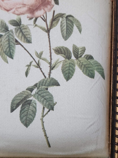 Cadre ancien doré et reproduction sur soie