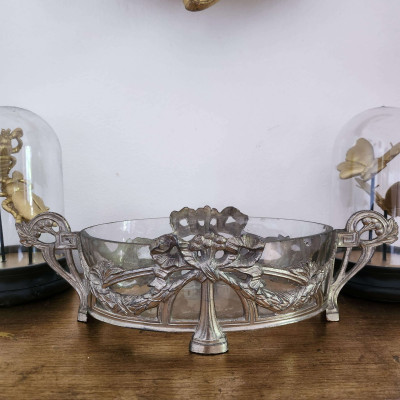 Raffinée jardinière en métal et verre - style Louis XVI