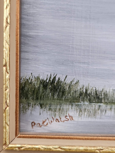 "Early Morning Duck - Lough Mask" Miniature à l’huile signée Patrick Walsh, 1990