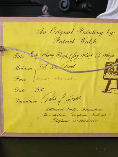 "Early Morning Duck - Lough Mask" Miniature à l’huile signée Patrick Walsh, 1990