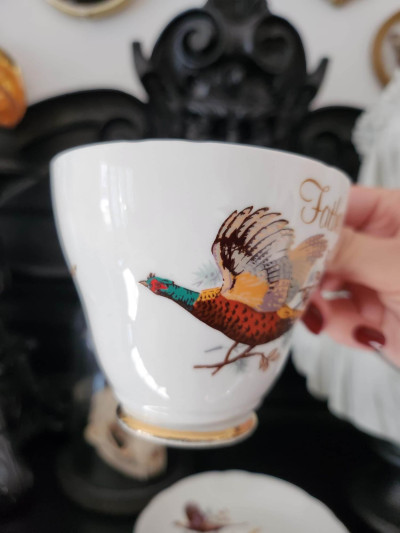 Élégant duo de tasses anciennes en porcelaine d’Angleterre "Argyle" Mother & Father