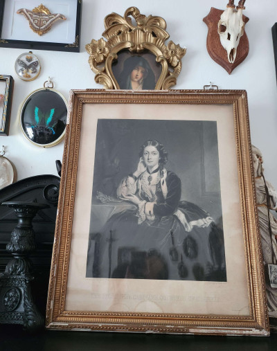 Grande gravure XIXe - Caroline, Comtesse de Seafield