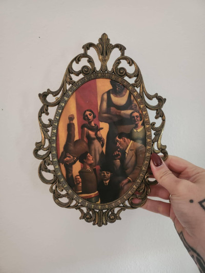 Élégant lot de 3 cadres ovales vintage en laiton