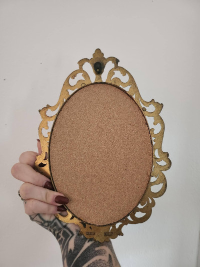 Élégant lot de 3 cadres ovales vintage en laiton