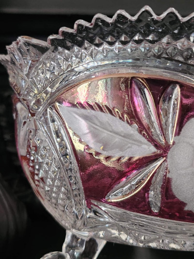 Splendide petite bonbonnière Hofbauer en Cristal motif rose