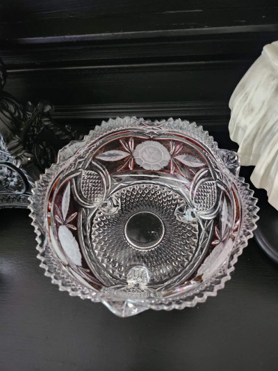 Splendide petite bonbonnière Hofbauer en Cristal motif rose