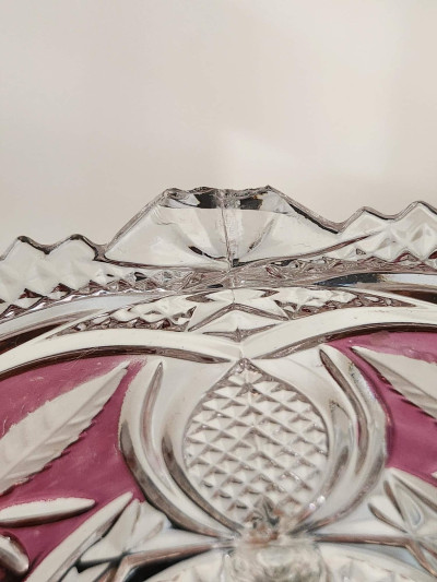 Splendide petite bonbonnière Hofbauer en Cristal motif rose