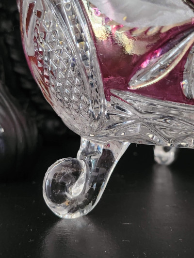 Splendide petite bonbonnière Hofbauer en Cristal motif rose