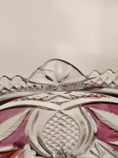 Splendide petite bonbonnière Hofbauer en Cristal motif rose