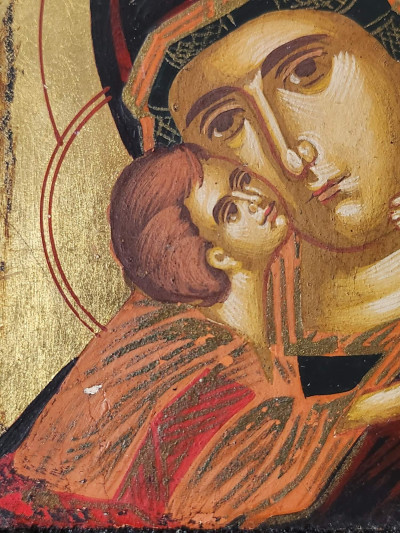 Icône religieuse byzantine peinte à la main - Vierge de Vladimir