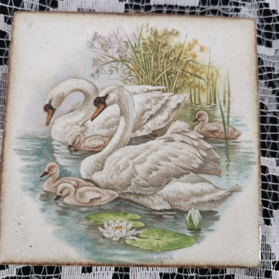 Lot 3 cadres faïence Shabby Chic - Déco romantique 8x8cm - Sacra Nocta