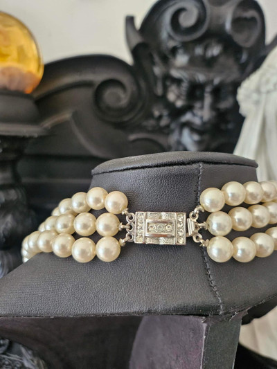 Collier vintage multi-rangs en perles