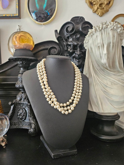 Collier vintage multi-rangs en perles