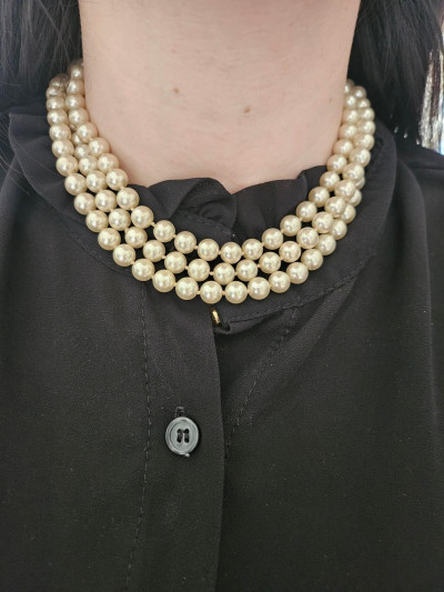 Collier vintage multi-rangs en perles