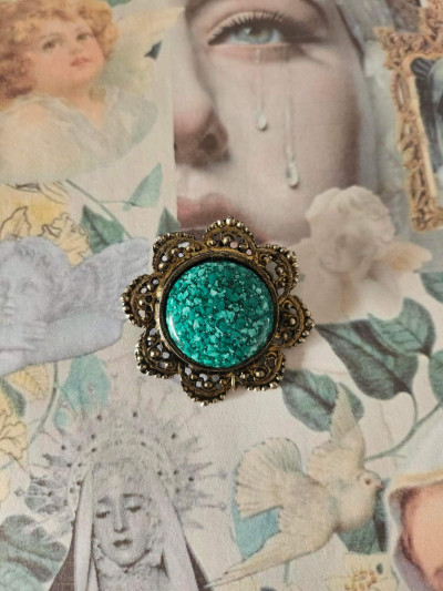 Broche / pendentif médaillon vert