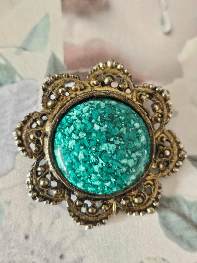Broche / pendentif médaillon vert