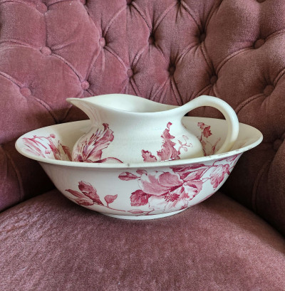 Broc et bassine Gien modèle Été fin XIXe - antique et élégant - Sacra Nocta